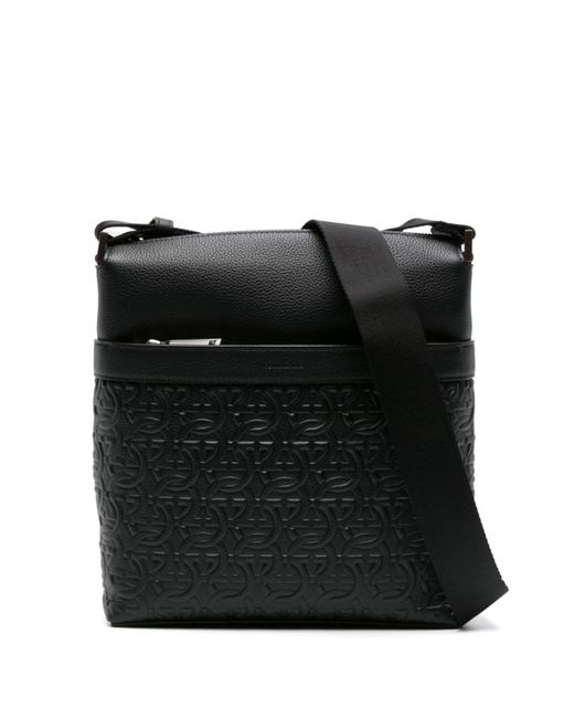 Ferragamo Black Gancini-embossed Crossbody Bag for men