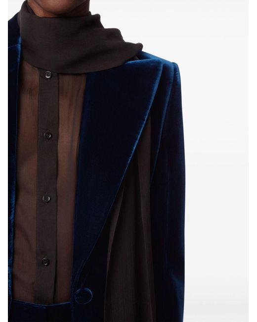 Nina Ricci Blue Single-breasted Velvet Blazer - Women's - Cupro/viscose