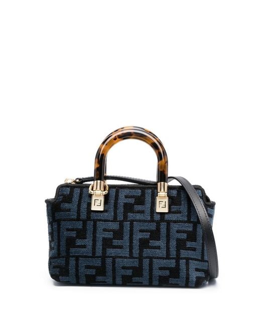 Fendi Blue By The Way Boston Ff Logo Mini Bag