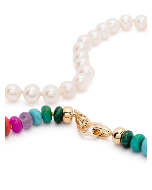 Harwell Godfrey White 18k Yellow Rainbow Bead Pearl Necklace - Women's - Yellow Agate/moon Stone/coral/18kt Yellow