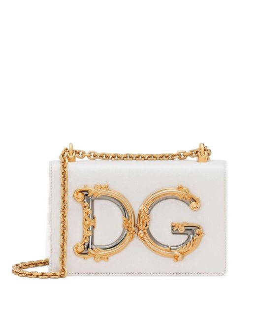 Dolce & Gabbana Natural White Dg Girls Leather Cross Body Bag - Women's - Lambskin