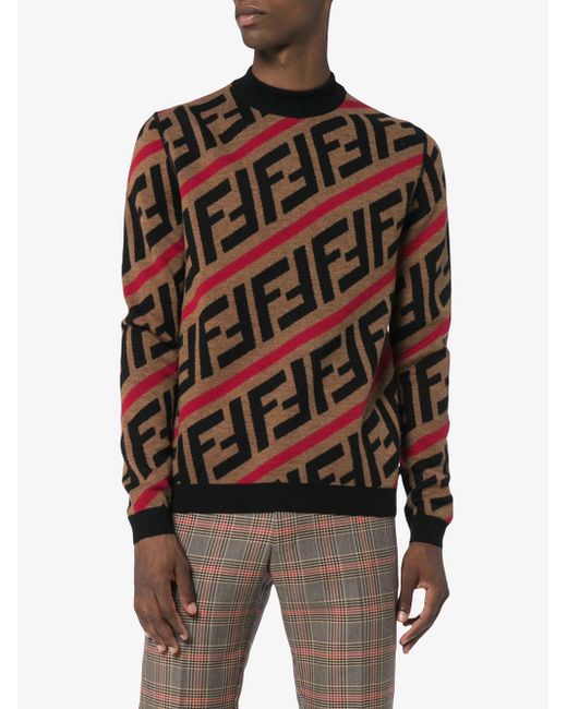 Fendi ff stripe knit jumper online