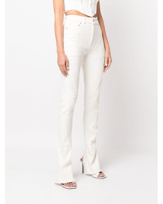 Mugler White Spiral Slit Skinny Jeans