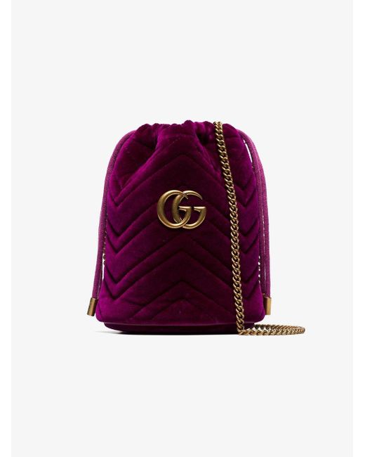 Gucci Purple Mini GG Marmont Bucket Bag