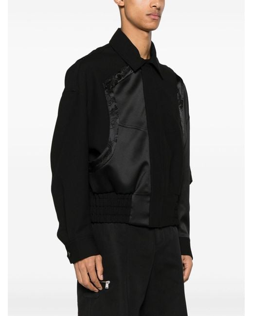 Feng Chen Wang Black Dragon-jacquard Panelled Bomber Jacket - Men's - Polyester for men