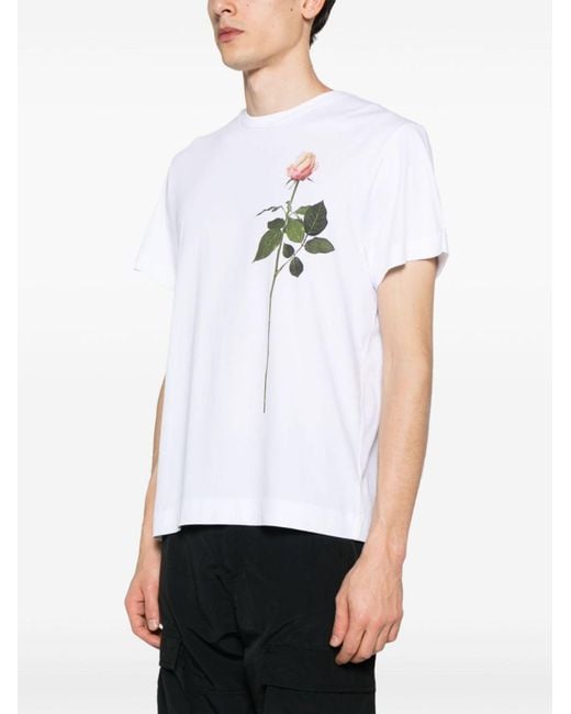 Simone Rocha White Rose Print Cotton T-shirt - Unisex - Cotton