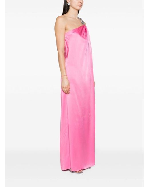 Stella McCartney Pink Falabella One Shoulder Satin Dress