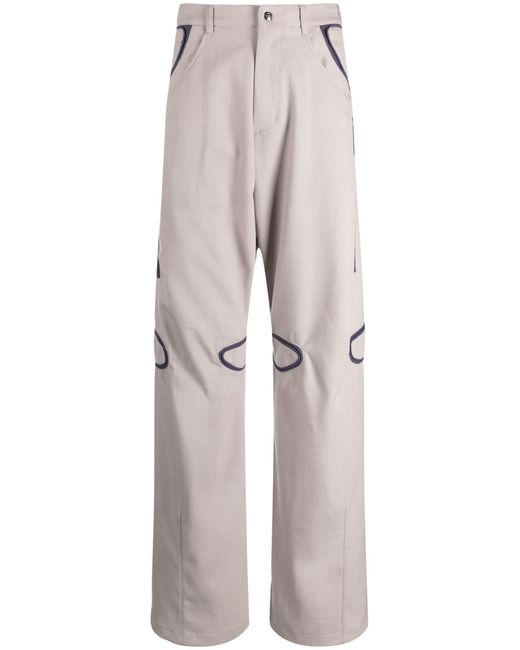 Kiko Kostadinov Gray Neutral Giran Piped Straight-leg Trousers - Men's - Virgin Wool/polyester/cotton for men