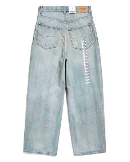 Balenciaga Blue Denim Size Sticker Mid-rise Wide-leg Jeans
