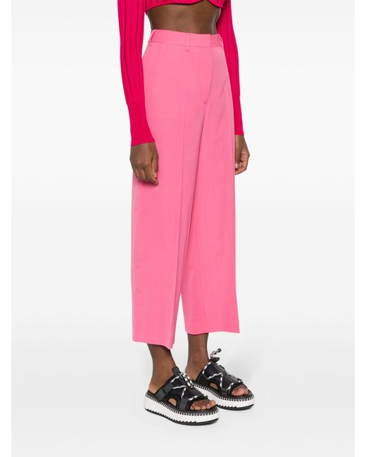 Stella McCartney Pink Wool Cropped Tailored Trousers
