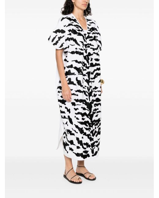 Pippa Holt White Zebra-Print Midi Dress