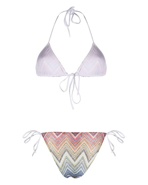 Missoni White Chevron-print Triangle-cup Bikini Set