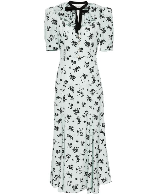 Alessandra Rich White Floral-print Silk Dress - Women's - Silk/cupro/polyamide
