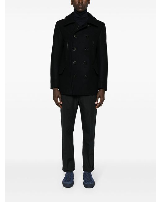 Tom Ford Black Notched-lapel Double-breasted Coat for men