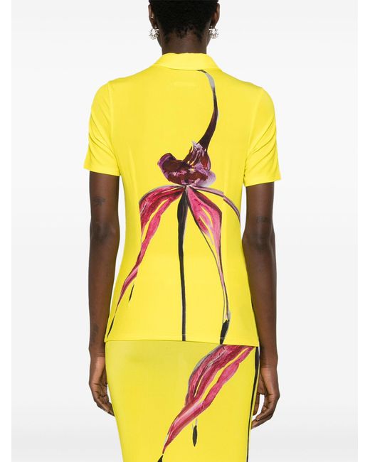 Louisa Ballou Yellow Floral-print Polo Shirt