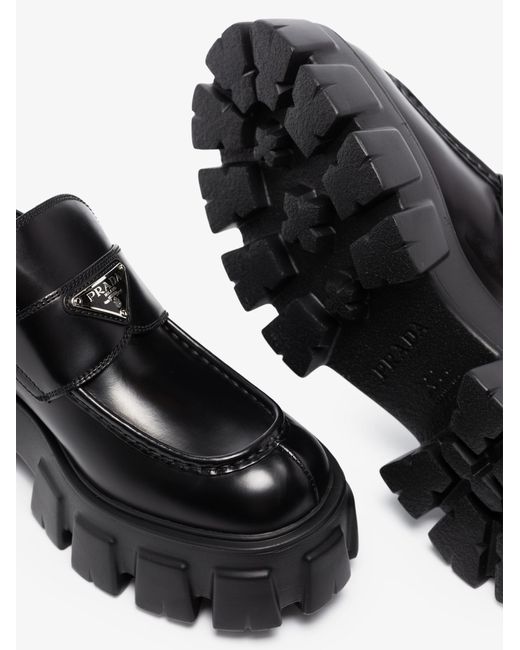 Prada Black Monolith 55 Leather Loafers