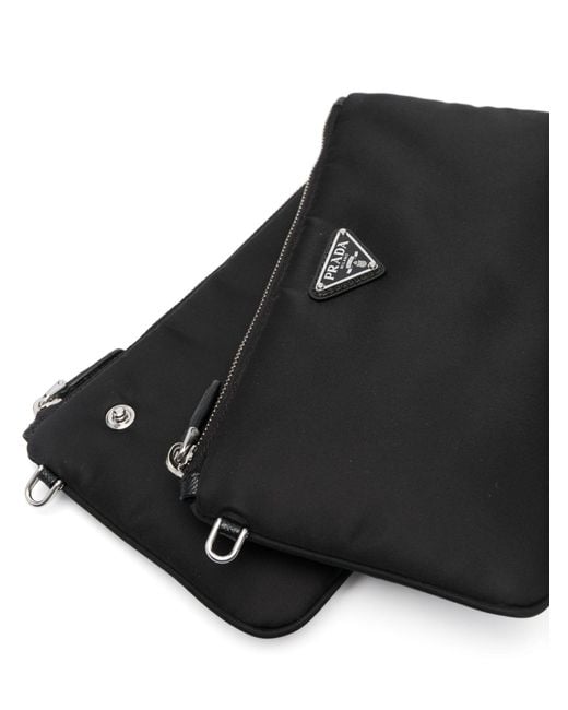 Prada Black Re-Nylon Partitioned Clutch