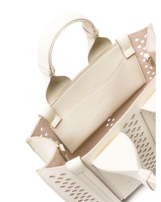 Chloé White Small Woody Leather Tote Bag