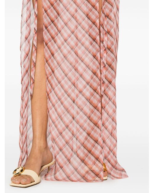 KNWLS Pink Thrall Checked Maxi Skirt - Women's - Polyester