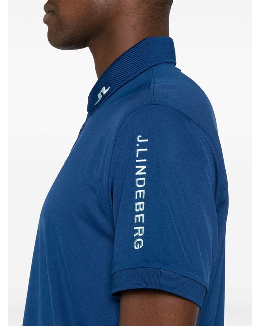 J.Lindeberg Blue Tour Tech Logo-embroidered Polo Shirt for men