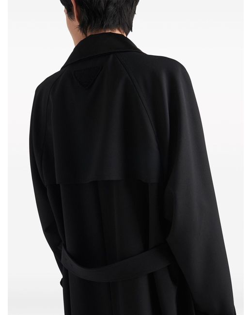Prada Black Belted Wool Trench Coat for men