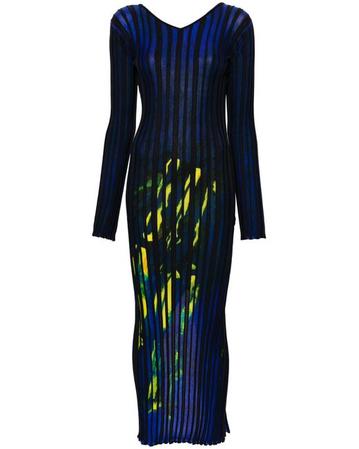 Louisa Ballou Blue Abstract-print Knitted Dress