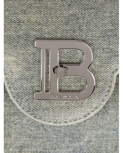 Balmain Gray B-buzz 23 Denim Shoulder Bag