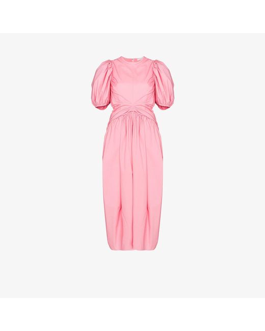 Cecilie Bahnsen Cotton Juniper Textured Midi Dress In Pink Lyst