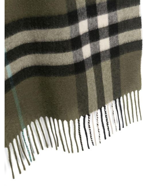 Burberry Green exaggerated Check-pattern Cashmere Scarf - Unisex - Cashmere