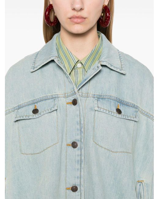 Dries Van Noten Blue Cropped Denim Jacket