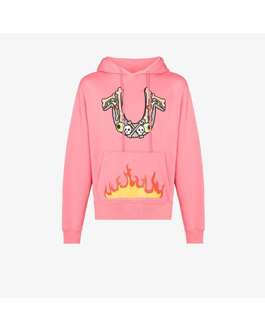 True Religion Cotton X Chief Keef Pink Horseshoe Logo Print Hoodie for