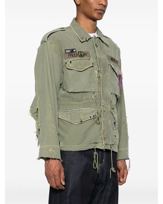 Neighborhood Green Distressed Military Jacket for men