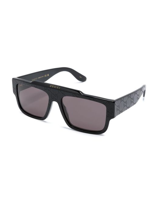 Gucci Gray Black gg Supreme Rectangle-frame Sunglasses - Unisex - Acetate