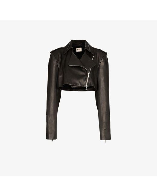 Khaite Black Eduarda Cropped Leather Jacket