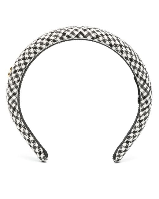 Miu Miu Black Logo-plaque Gingham Headband - Women's - Fabric