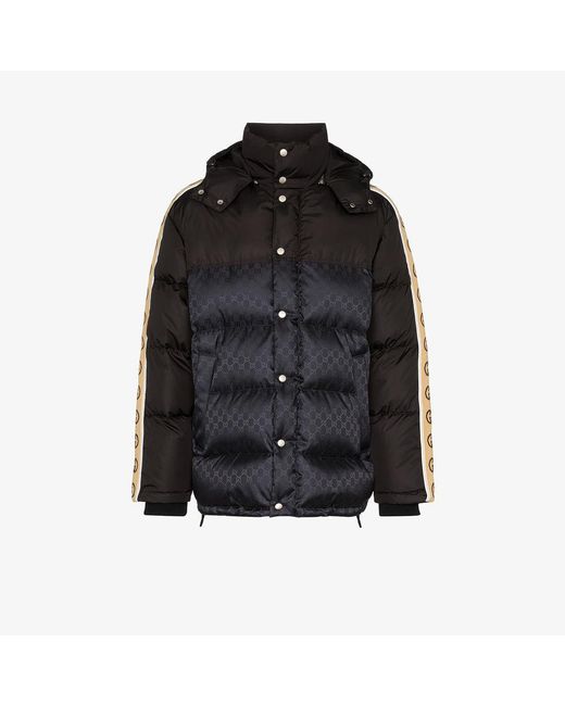 Gucci Black GG Jacquard Nylon Padded Coat for men
