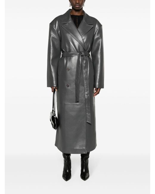 Frankie Shop Gray Tina Faux-leather Trench Coat - Women's - Polyurethane/polyester