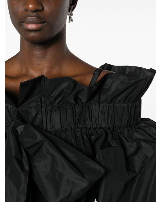 Patou Black Ruffled Cold-shoulder Mini Dress - Women's - Polyester
