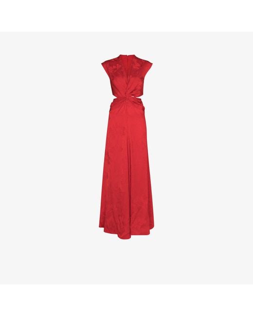 Silvia Tcherassi Red Pienza Cutout Floral Maxi Dress