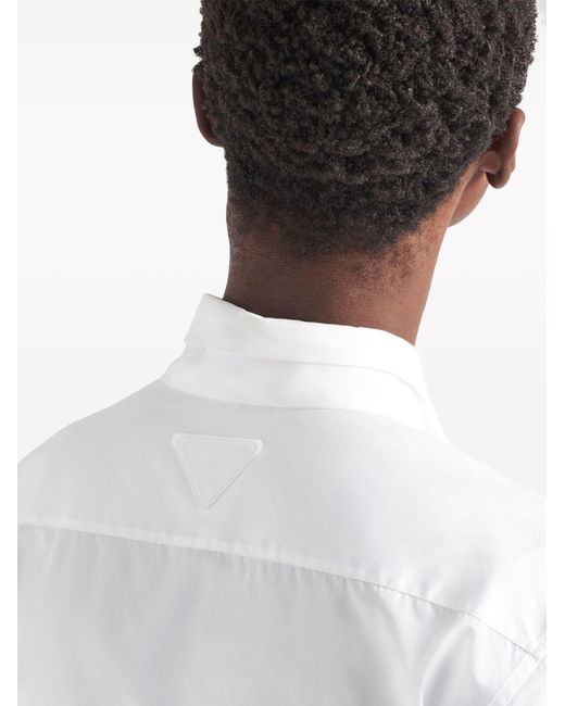 Prada White Tie Cotton Shirt for men