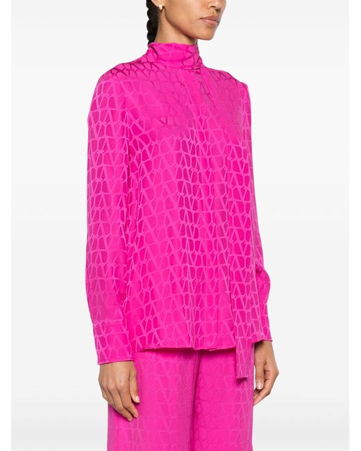 Valentino Garavani Pink Toile Iconographe Silk Blouse - Women's - Silk