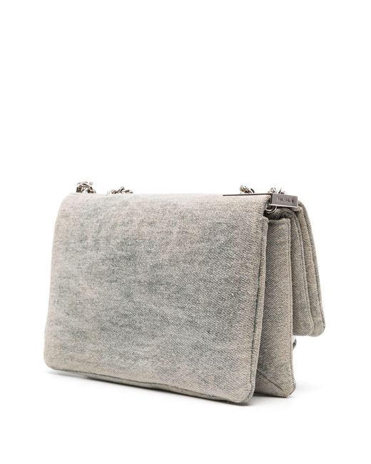 Balmain Gray 1945 Soft Faded Denim Shoulder Bag