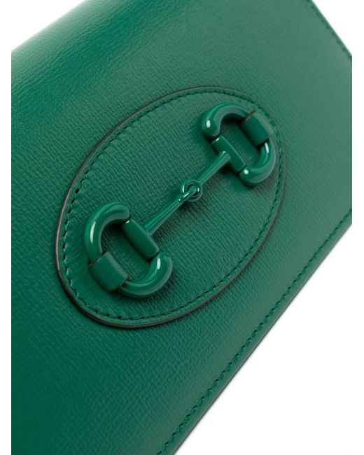 Gucci green Horsebit 1955 leather chain wallet