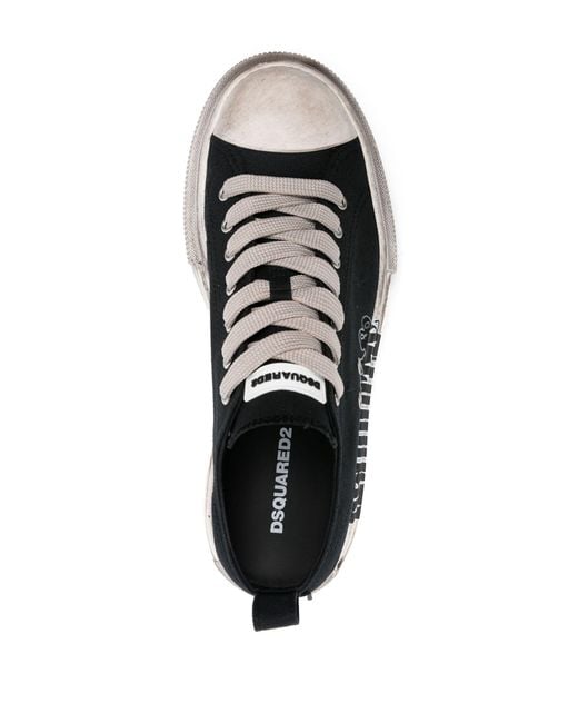DSquared² Black Berlin Canvas Flatform Sneakers - Men's - Rubber/fabric for men
