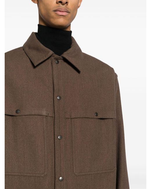 Lemaire Brown Wool-blend Shirt - Men's - Viscose/cotton/virgin Wool for men