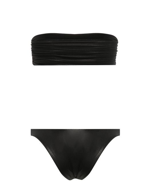 The Attico Black Rubberised-logo Bikini