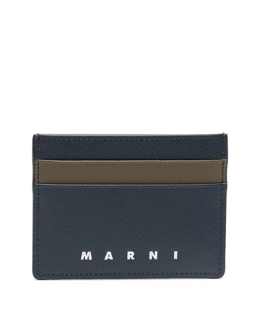 Marni Gray Colour-block Leather Card Holder for men