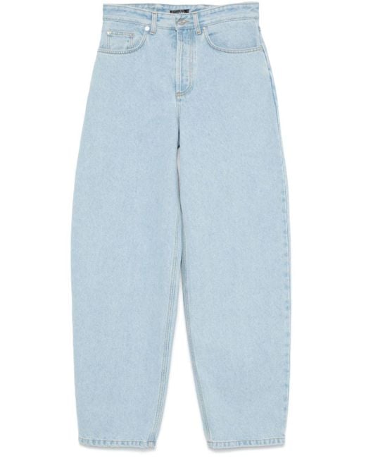 Mugler Blue Lace-up Wide Leg Jeans
