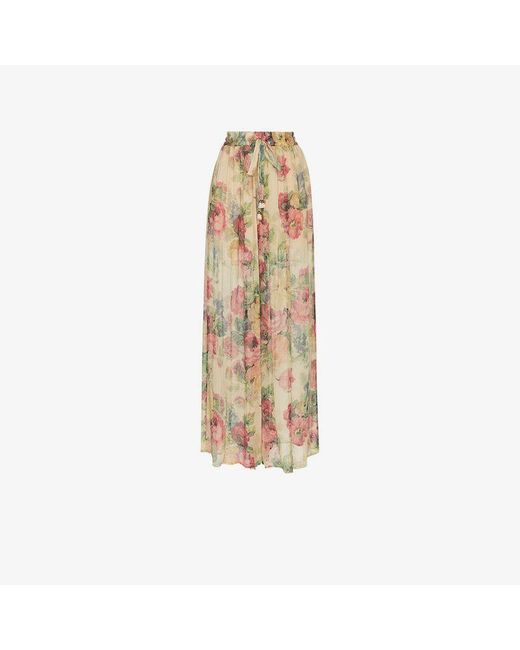 Zimmermann Multicolor Melody Floral-print Silk-crepon Wide-leg Pants