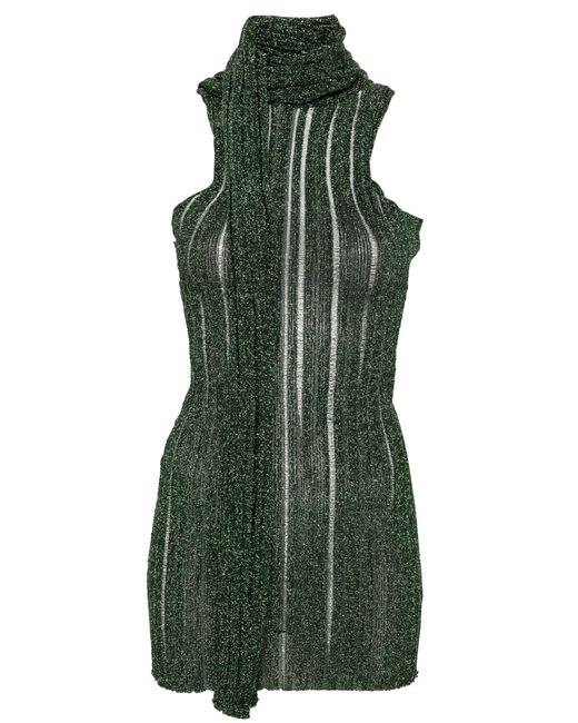 AYA MUSE Green Luwu Lurex-detail Mini Dress - Women's - Viscose